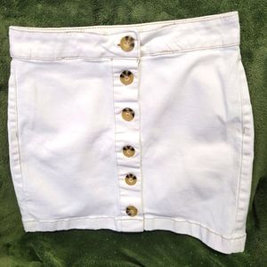 Forever 21 Cream Jean Mini Skirt